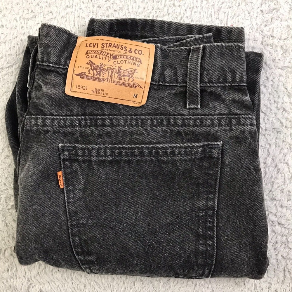 Levis 912 Orange Tab Jeans Womens 16 Reg Black Slim Fit Tapered Vintage 90s USA